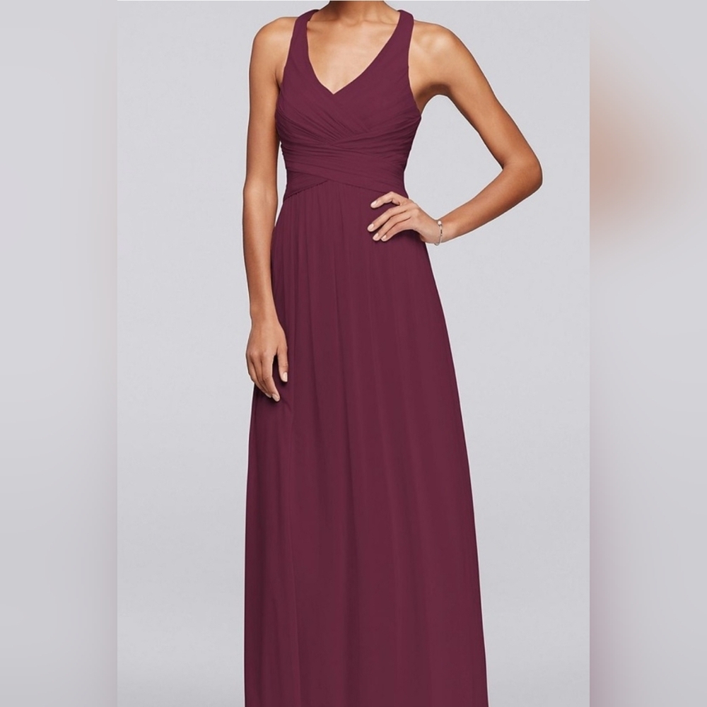 David's Bridal Deep Burgundy Maxi Dress